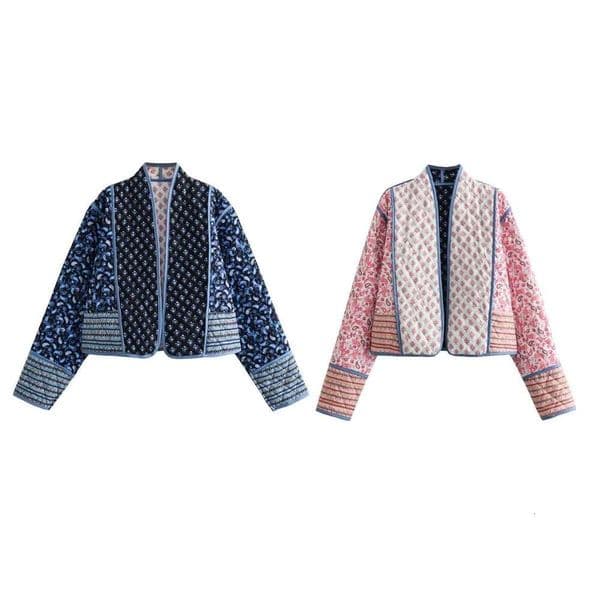 autumn winter products European and American women's street double-sided printed cotton jacket W063 2765 2024 new casual fashion trend clothing