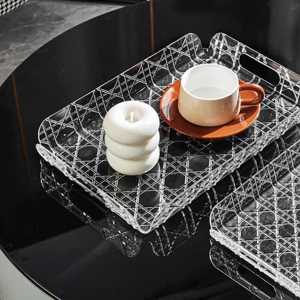 vine patterned acrylic tray flat jewelry aromatherapy storage board living room water cup tray desktop home decoration 241203