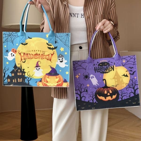 Halloween felt Ghost Festival pumpkin props large capacity tote shopping New storage gift bag