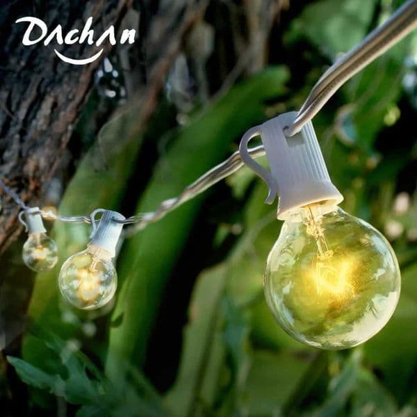 8M White Cable Patio Lights G40 Globe Wedding String Light 25 Clear Retro BulbsDecorative Party Xmas Outdoor Backyard Garland Z241203
