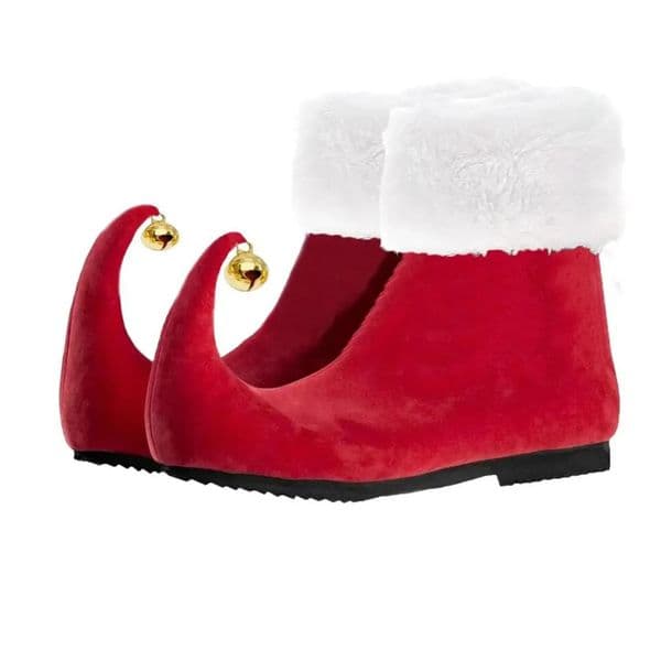 Santa Claus Adult Elf Santa Claus Shoes Red Ankle Boots with Bell Role Playing Accessories Party Stage Performance Props Neutral Style 241203