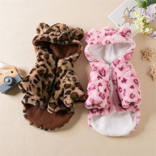 Luxury Leopard Print Faux cat Fur Coat Dog dog Winter Fashion Clothes Pet Warm Sweater For Small Dogs Puppy Chihuahua Free Shipping