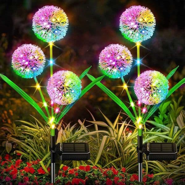Solar Dandelion Flower Light Outdoor Waterproof LED Decorative Light Lamp for Backyard Exterior Garden Street Patio Decoration Z241204