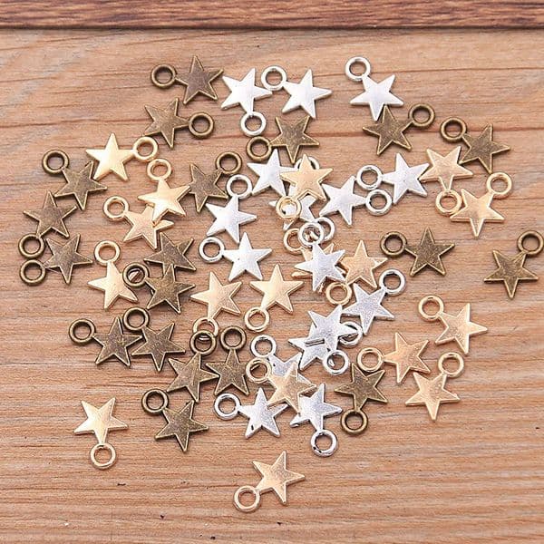 100PCS 811mm 3 Color Metal Zinc Alloy MINI Fivepointed Star Charms Fit Jewelry Pendant Makings DIY Handmade Craft 241122