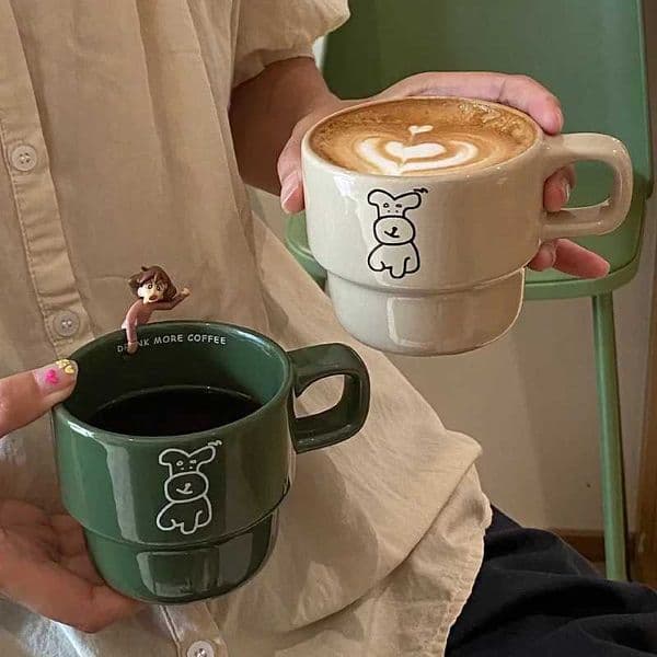 Cute Niche Cartoon Dog Coffee Cup Gentle Milk Coffee Fall And Winter Mug Ceramic Cup Couple Cup Gift Juice Cold DrinkwareXJ241205