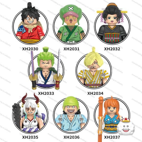 XINH Blocks X0352 Luffy Chopper Nico Robin Anime 1 Piece Mini Action Figures Building Blocks Kids DIY Bricks Toys 8Pcs Set