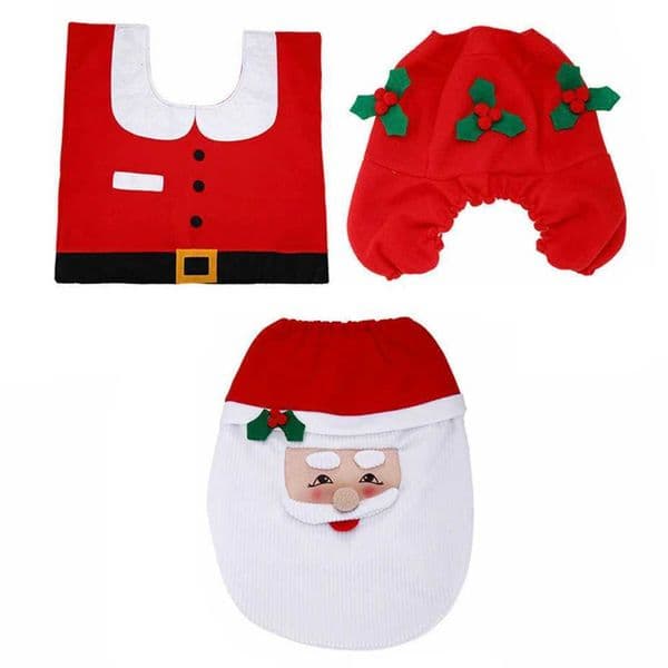 3 Christmas Bathroom Decoration Set Creative Santa Claus Bathroom Set Best Gift Toilet Seat Cover Carpet Bathroom Mat W241204