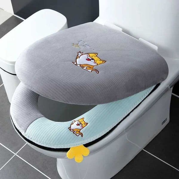 2 pieces/set of soft cushion and lid toilet seat cushion set soft washable toilet seat set bathroom winter cushion sitting tub cushion set W241204