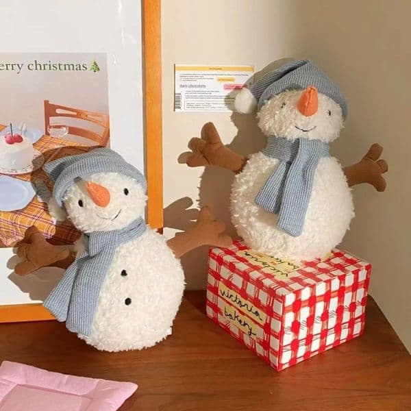 Soft Sami Snowman Doll Plush Toy with Scarf and Hat Lovely Christmas Plush Toy Fluffy Snowman Stuffed Doll Christmas Decoration 241204