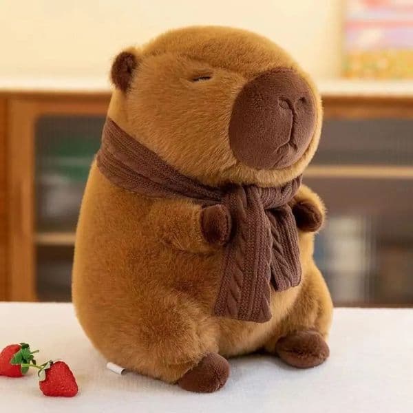 Removable Scarf Capybara Plush Doll Birthday Gifts Soft Simulation Capybara Ornaments PP Cotton Cute Toy 241204
