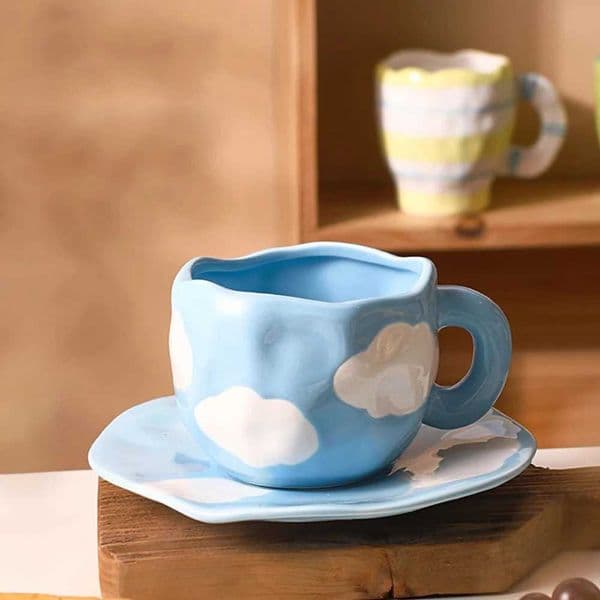 Hand-painted Flower Ceramic Coffee Cup Home Office Mug With Saucer Breakfast Milk Juice Tea Handle Cup Gift Drinkware SetXJ241205