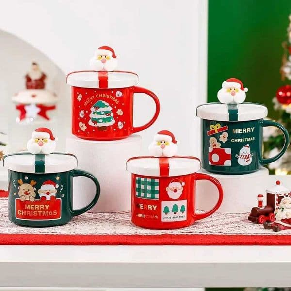 Christmas Gift Ceramic Coffee Cup Porcelain Tree Elk Snowman Couple Cup Home Breakfast Dessert Oatmeal Mug Office Mug DecorationXJ241205