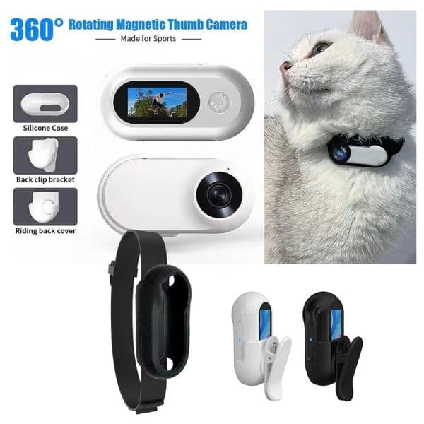 HD 1080P Wireless No WiFi Needed Dog Cat Pet Camera Collar Mini Body Cam Video Records For Cats Dogs Birthday Gift
