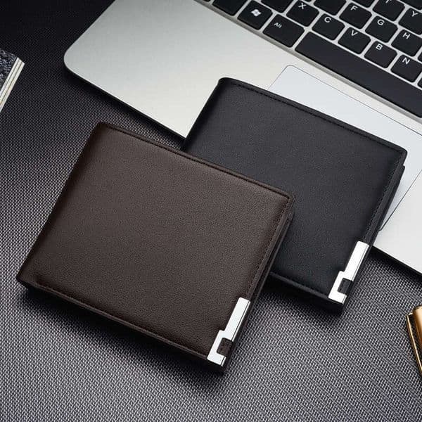 New Short Wallet With Iron Edge, Korean Version, Youth Men's Horizontal Wallet, Trendy Card Bag Wholesale B1