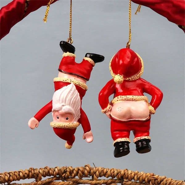 Resin Santa Bare Butt Pendant Christmas Tree Ornaments Navidad 2022 New Year Home Par Decoration Naked Santa Hanging Gift ToyXJ241206