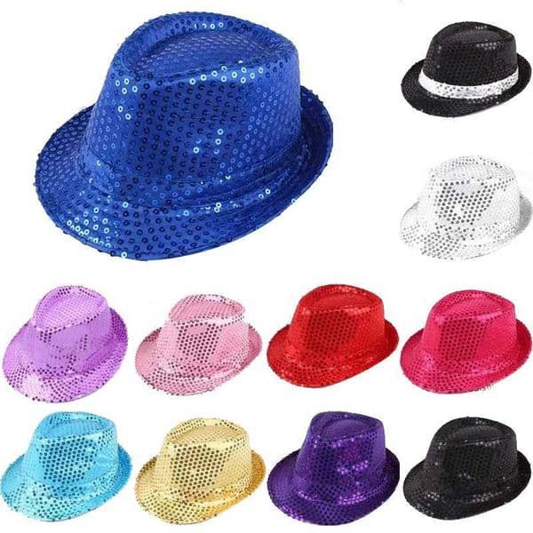1pcs Jazz Hat Glitter SequinsRole Play Prop Performance Costume Women Men Shiny Beading Hats Dance Show Party Hip HopXJ241207