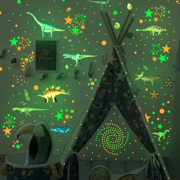 1set dinosaur pattern stickers that glow in the darkwall decorationsUse colorful wall sticker to illuminate your room 241205
