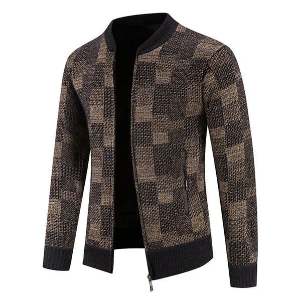 winter and autumn mens cardigan ultra-thin casual sweater jacket high-quality mens wool warm standing collar cardigan 3X 241205