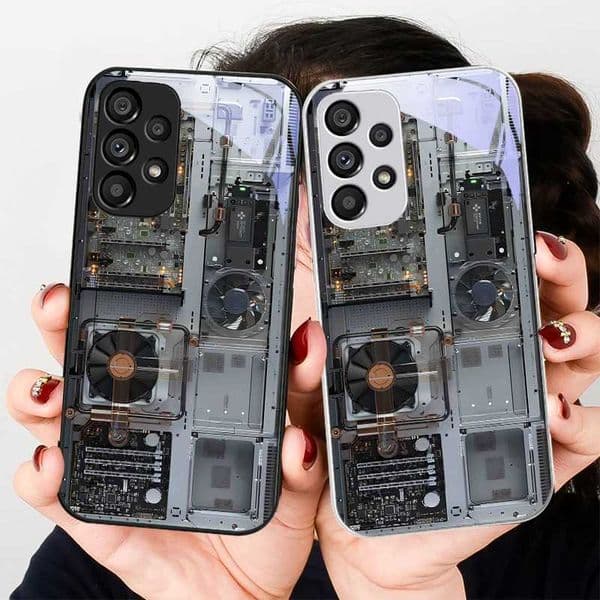 Designer Phone Case For Galaxy S24 Plus S20 21 FE S23 Ultra S8 9 A70 72 73 50 51 52 53 tempered glass phone case with gray motherboard fan M241209