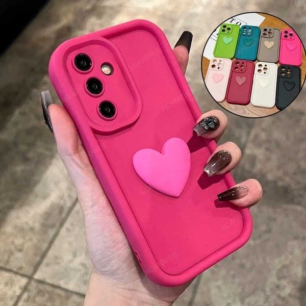Hot Sale Cute heart-shaped matte shell suitable for Galaxy A55 A35 A25 A15 A05S A54 A34 A24 A14 4G 5G silicone back cover T241209