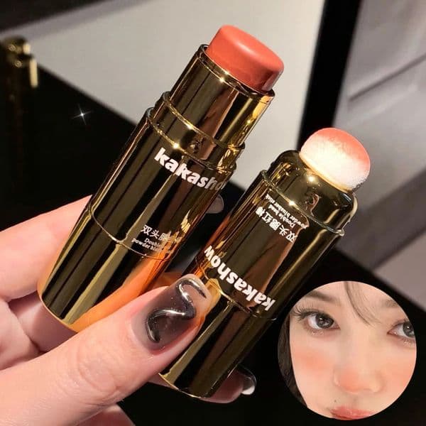 Double-ended Blush Stick Sponge Soft Face Brightening Low Saturated Blusher Cream Peach Pink Cheek Tint Korean Makeup Cosmetics 241209