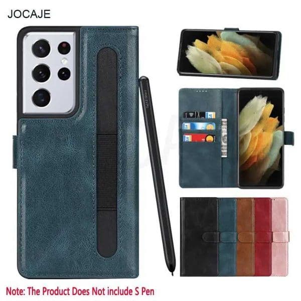 Flip leather S pen slot phone case for Galaxy S21 Ultra Wallet Card suitable for SM-G998 CAPA M241209