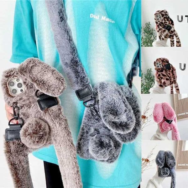 New Arrival Cute rabbit ear plush phone case for Galaxy S23 Plus S22 Ultra S21 FE A04 A04S A14 A24 A54 M13 cover Z241209