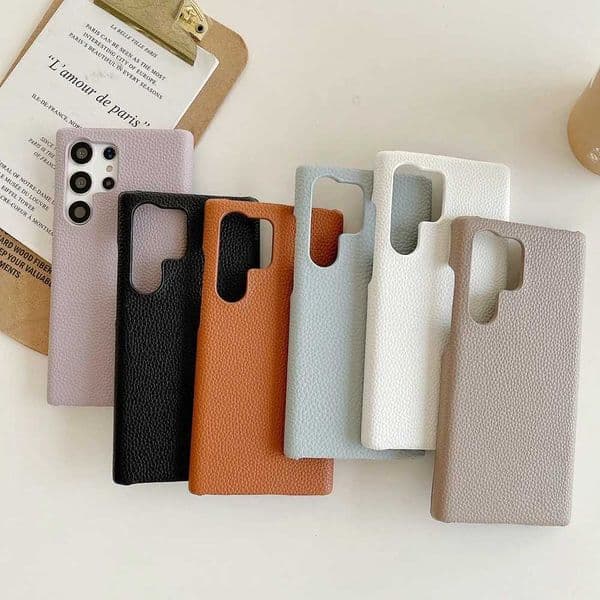 New Arrival Suitable for Galaxy S23 S22 S21 FE S10 Note 20 Ultra 10 Plus A54 A53 A52s 5G Pu leather trim plastic frame phone case cover Z241209
