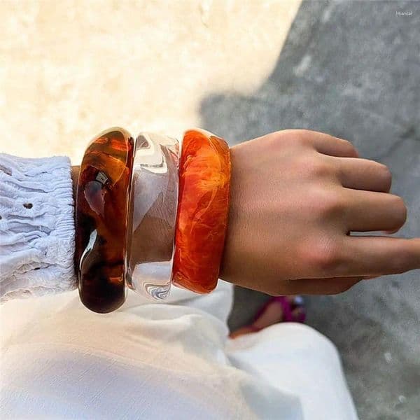 Bangle INS Style Brown Boho Bracelet Irregular Acrylic Chunky Bangles Resin For Women Girl