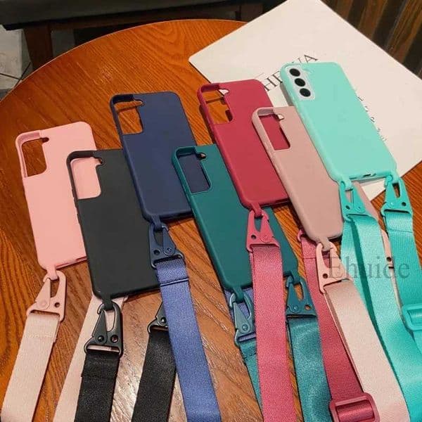 New Arrival Designer Phone Case For Galaxy A54 A34 A14 A55 A53 S24 Ultra S21 S23 FE S22 Plus shoulder cross system rope neck silicone cover Z241209