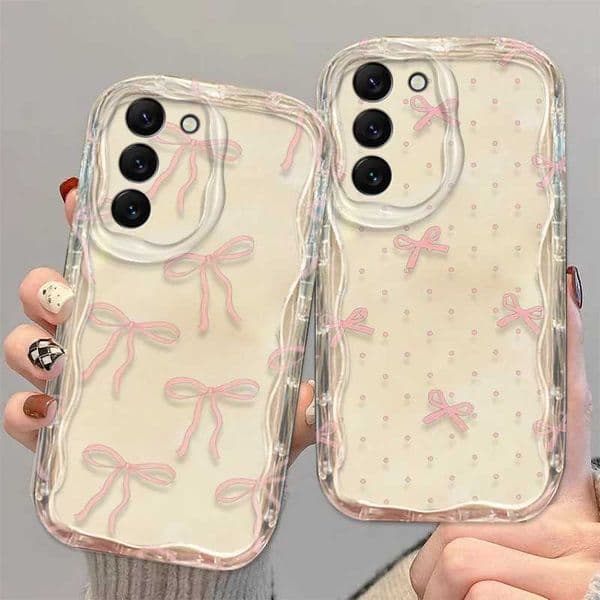 Hot Sale Fashionable and cute bow shaped covers for S21 S23 S24 Ultra Plus FE A55 A35 A25 A05S A54 A52 A33 A32 wave oil phone cases T241209