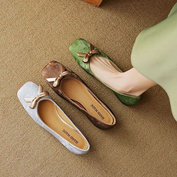 New Chinese fashion shoes feminine bow and bow featuring light mouthed single shoe and candy colored square heel