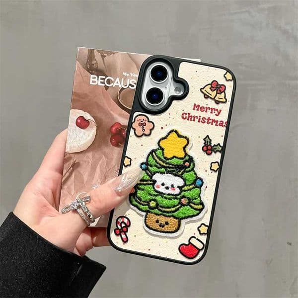 New Arrival Fun and Cute Christmas Tree Plush Phone Case Suitable for iPhone 16 Pro 13 14 15 Pro Max Cover Silicone Phone Case with Chain Fluffy Funda 16 Pro Z241209