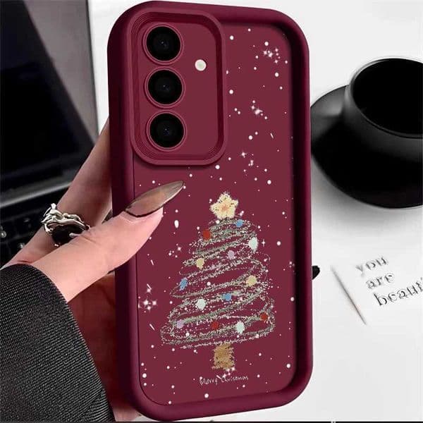 Hot Sale Designer Phone Case For Galaxy S23 S24 Ultra S24 FE S22 Plus A16 A55 A54 A15 A35 A25 A53 5G phone cover Christmas tree soft TPU phone case T241209