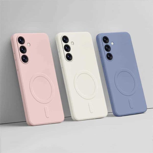 Square liquid silicone magnetic wireless charging case for Galaxy S24 Ultra S23 FE S22 S21 Plus shockproof cover M241209
