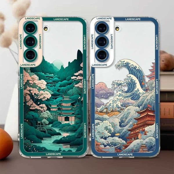 New Arrival Designer Phone Case For Galaxy S24 S20 S21 FE S22 Plus S23 Ultra A22 A54 5G Soft Anti Shock Back Cover Japanese Landscape Phone Case Z241209