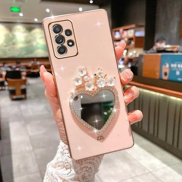 New Arrival Designer Phone Case For A34 A54 A33 A53 A32 A33 A22 A13 4G 5G A12 A73 A25 A21 A21S A14 A70 A71 Plum Blossom Heart Mirror Cover Z241209