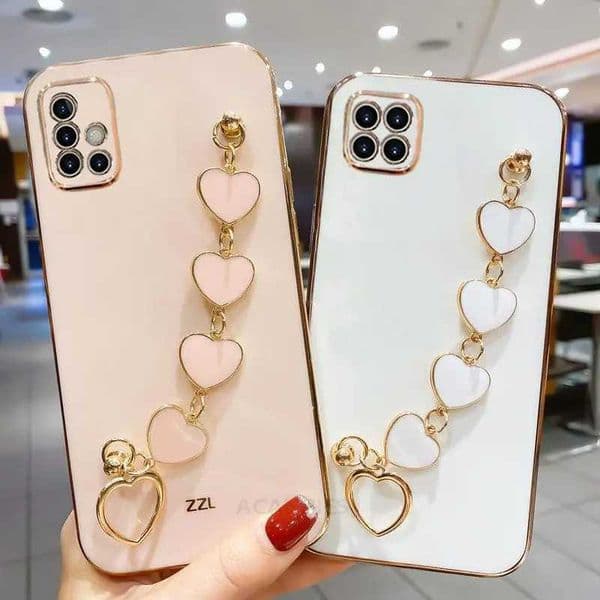 New Arrival A 12 22 51 71 31 Fashion Plating Love Heart Bracelet Case On For Galaxy A22 A12 4G 5G A51 A71 A31 A21S Band Cover Z241209