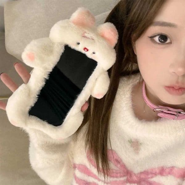 Hot Sale Cute fluffy rabbit dog phone case suitable for iPhone 15 14 12 Pro Max 15 Pro 11 Warm and soft cartoon cover girl cute phone case T241209