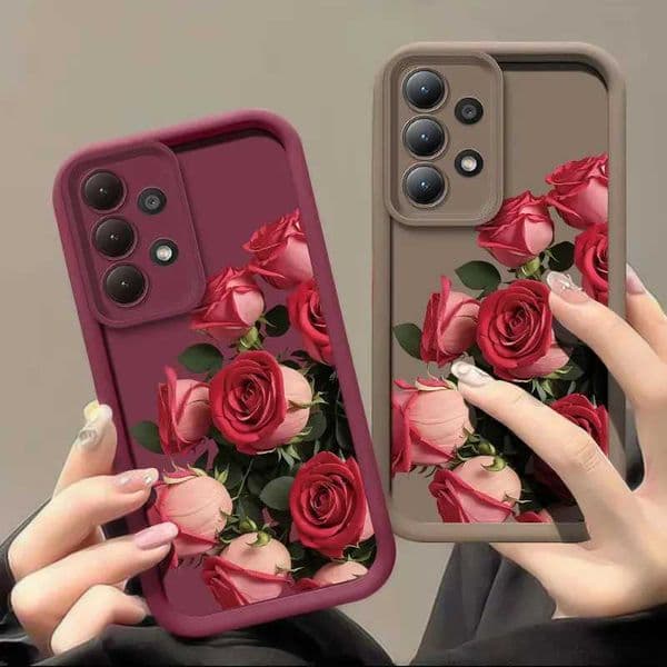 Hot Sale Designer Phone Case For Galaxy A55 A35 A34 A73 A33 A32 A71 A51 A31 A25 Red Rose Paint Silicone Soft Cover T241209