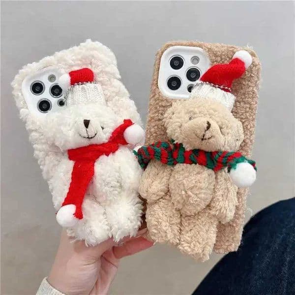 New Arrival Suitable for iPhone 16 11 12 13 14 Pro XR X Xs Max mini 7 8 6 Plus Max 5 5S SE Cartoon Christmas Bear Back Cover Z241209