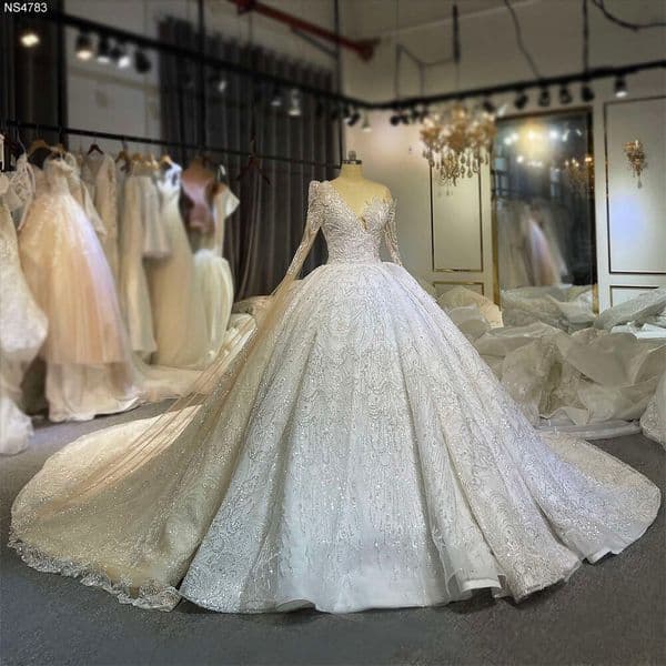 Customized Amanda Novias Special Long Sleeve Asymmetry Wedding Dress