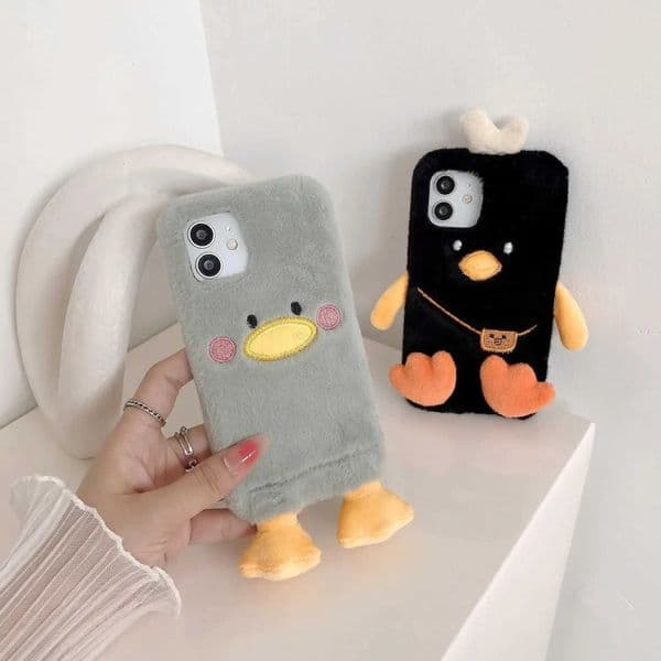 Hot Sale Autumn/Winter Plush Duck Phone Case Suitable for iPhone 16 15 14 13 11 Pro Max Mini X XR XS 7 8 Plus SE Anti Shock Back Cover Cartoon T241209