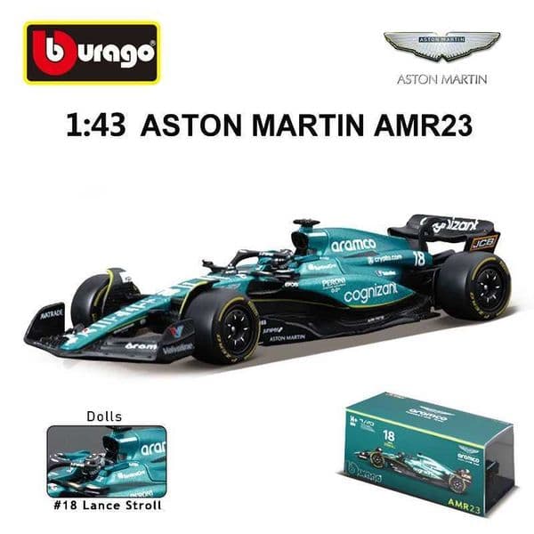 Bburago 1 43 Aston Martin Series AMR23 F1 Racing Alloy Die Casting Model Toy Car 14# Fernando Alonso 2023 Boy Gift X241209