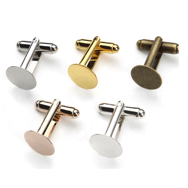 Lead-Free Nickel-Safe Brass Blank CuffLinks, Silver-Plated Round Padded Base, Perfect for DIY Accessories, 10mm Diameter,ID3421