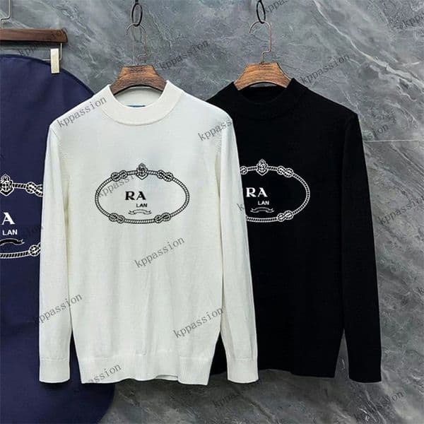 Unisex Black White Sweater Designer Winter M To 3XL Cashmere Blend Mockneck Sweaters Letters Print Fashion Clothes For Daily Life