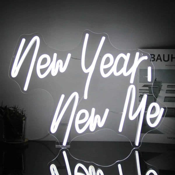 New Year New Me Neon Lights Wall Decoration Signs Happy New Year Lights Inspiration Letter Signs Bedrooms Offices Bars Rooms Dimmable LED Lights X241210