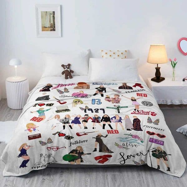 Fashion Girl Blanket Printed Throw Blanket Plush Fluffy Flannel Fleece Blanket Soft Throws for Sofa Couch and BedXJ241210