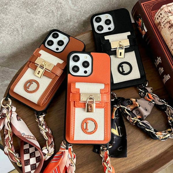Luxury Women Crossbody Bag Designer For 16 Apple iPhone 15 Pro Max 14 13 12 Case Card holders Leather Wallet Phone Cover Scarves Lanyard