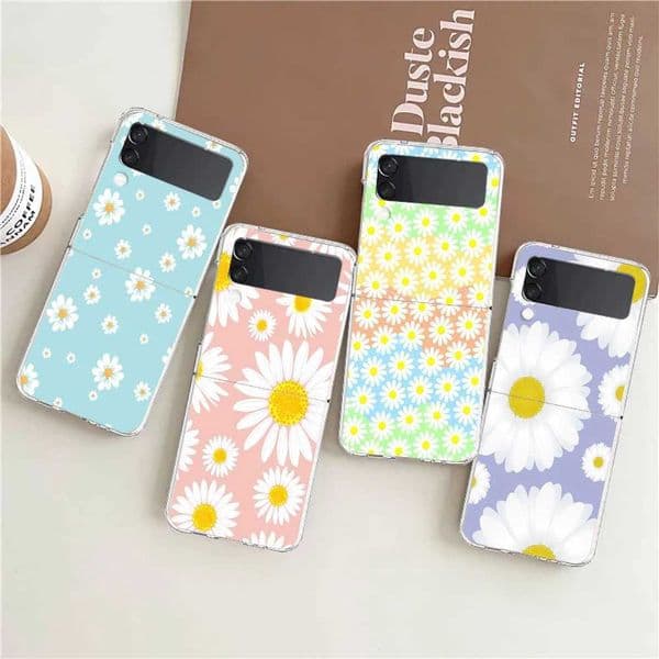 Hot Sale Fashionable and fresh chrysanthemum hard PC phone case suitable for Galaxy Z Flip 6 5 4 transparent cover T241209